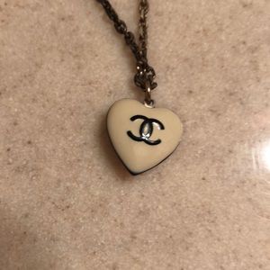 CHANEL matching heart CC necklace and earrings